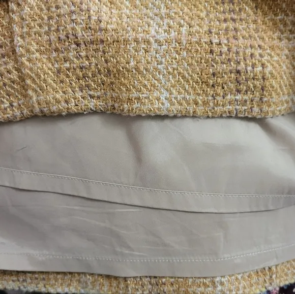 Banana Republic Women Yellow Plaid Tweed Retro Wool Blend Mod Lined Skirt 14 New