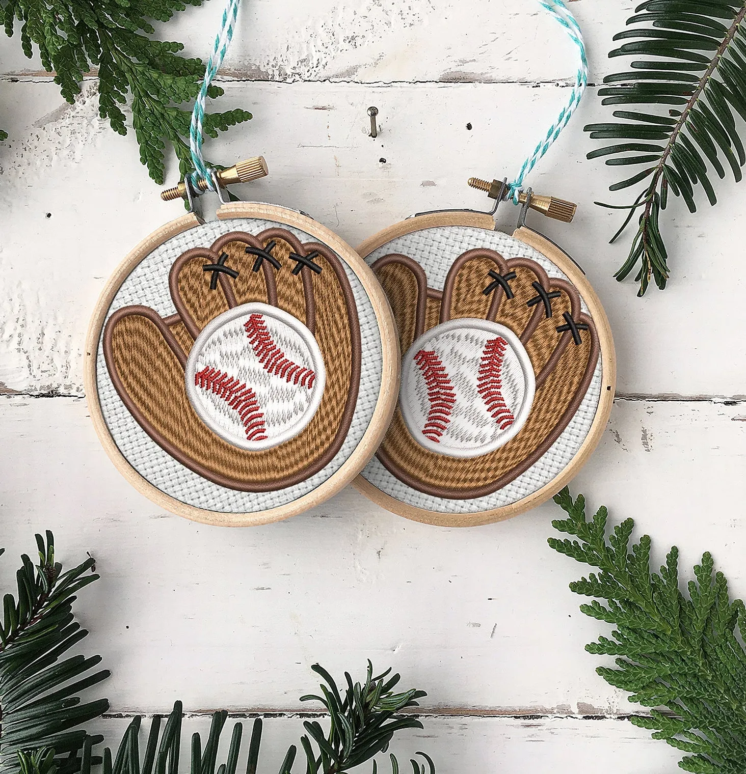 Baseball Embroidered Christmas Ornaments