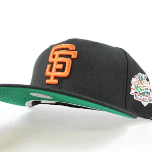 BATTLE OF THE BAY San Francisco Giants 1989 World Series Patch New Era 59Fifty Fitted Hats (BLACK GREEN UNDER BRIM)