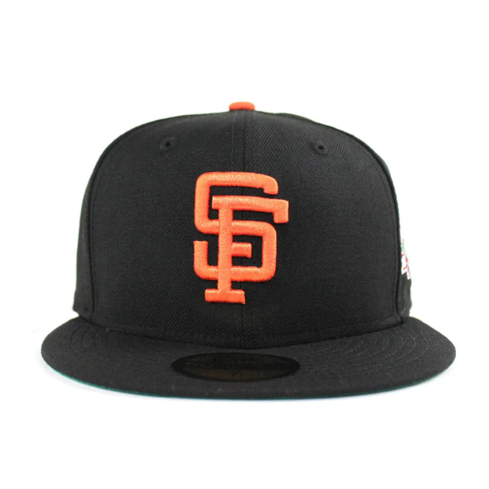 BATTLE OF THE BAY San Francisco Giants 1989 World Series Patch New Era 59Fifty Fitted Hats (BLACK GREEN UNDER BRIM)