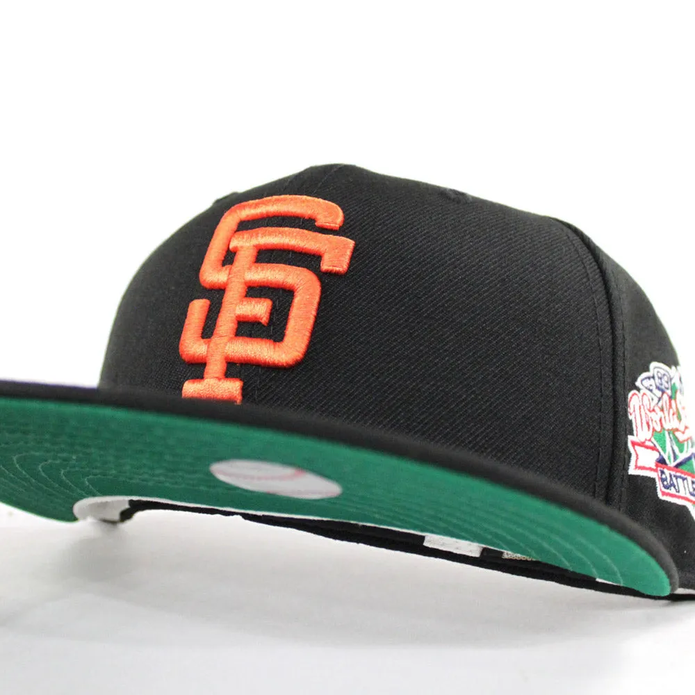 BATTLE OF THE BAY San Francisco Giants 1989 World Series Patch New Era 59Fifty Fitted Hats (BLACK GREEN UNDER BRIM)