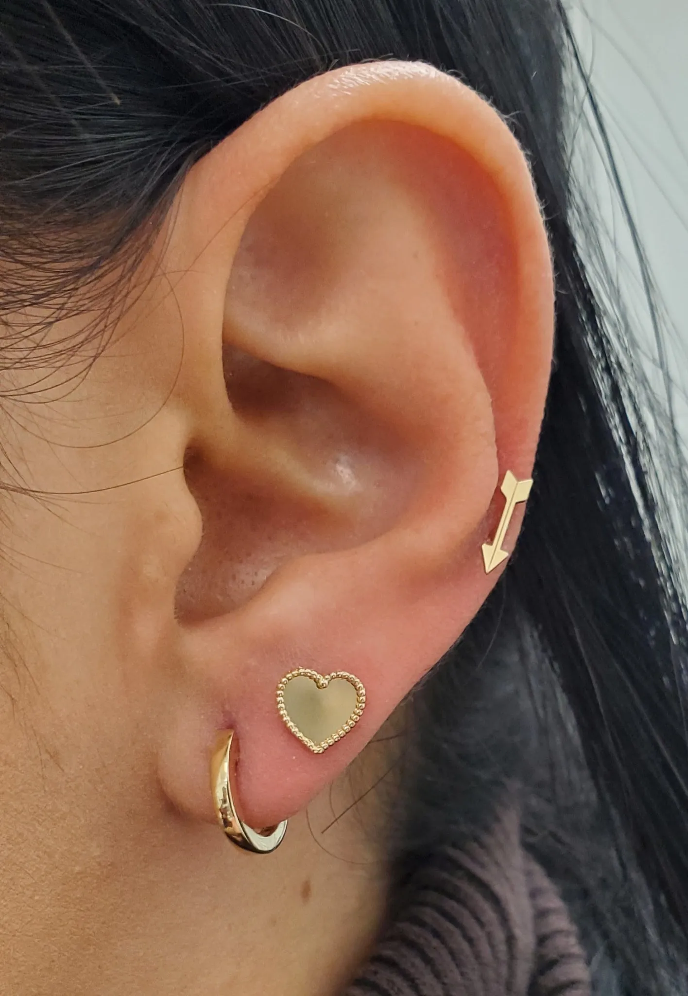 Beaded Border Heart Stud Baby Earrings