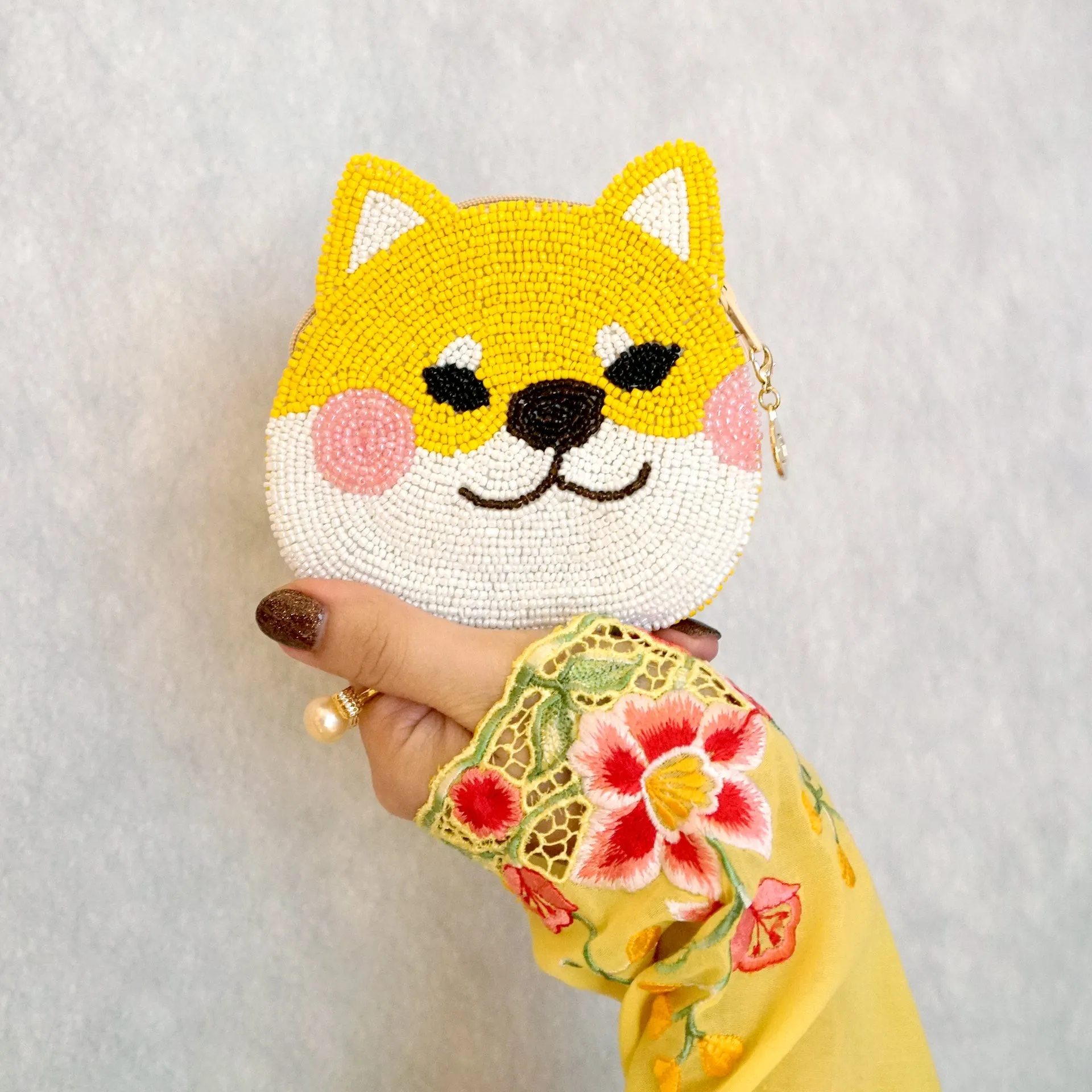 Beaded Coin Purse - Shiba (Yellow)