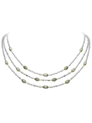 Beaded Collection - Pavé Triple Strand Necklace