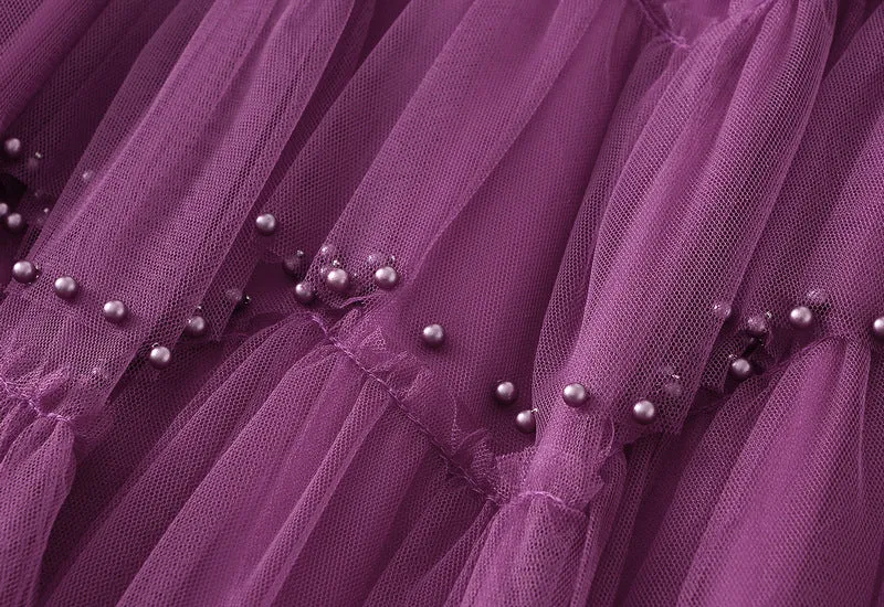 Beaded Mesh Skirt for Women High Waist Tutu Skirt