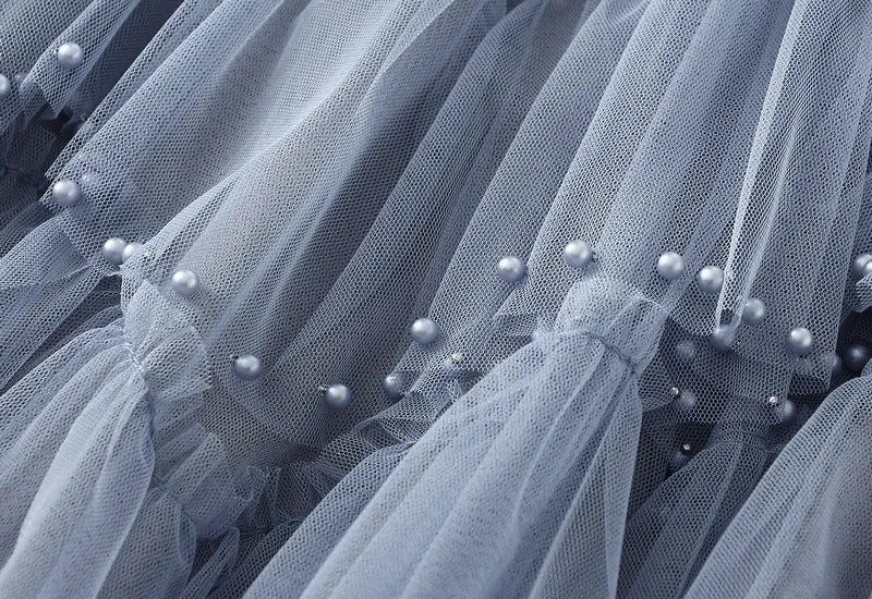 Beaded Mesh Skirt for Women High Waist Tutu Skirt