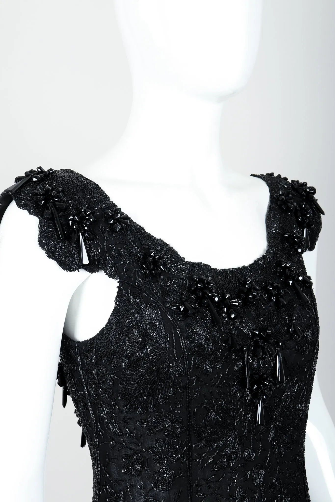Beaded Silk Chiffon Flutter Dress