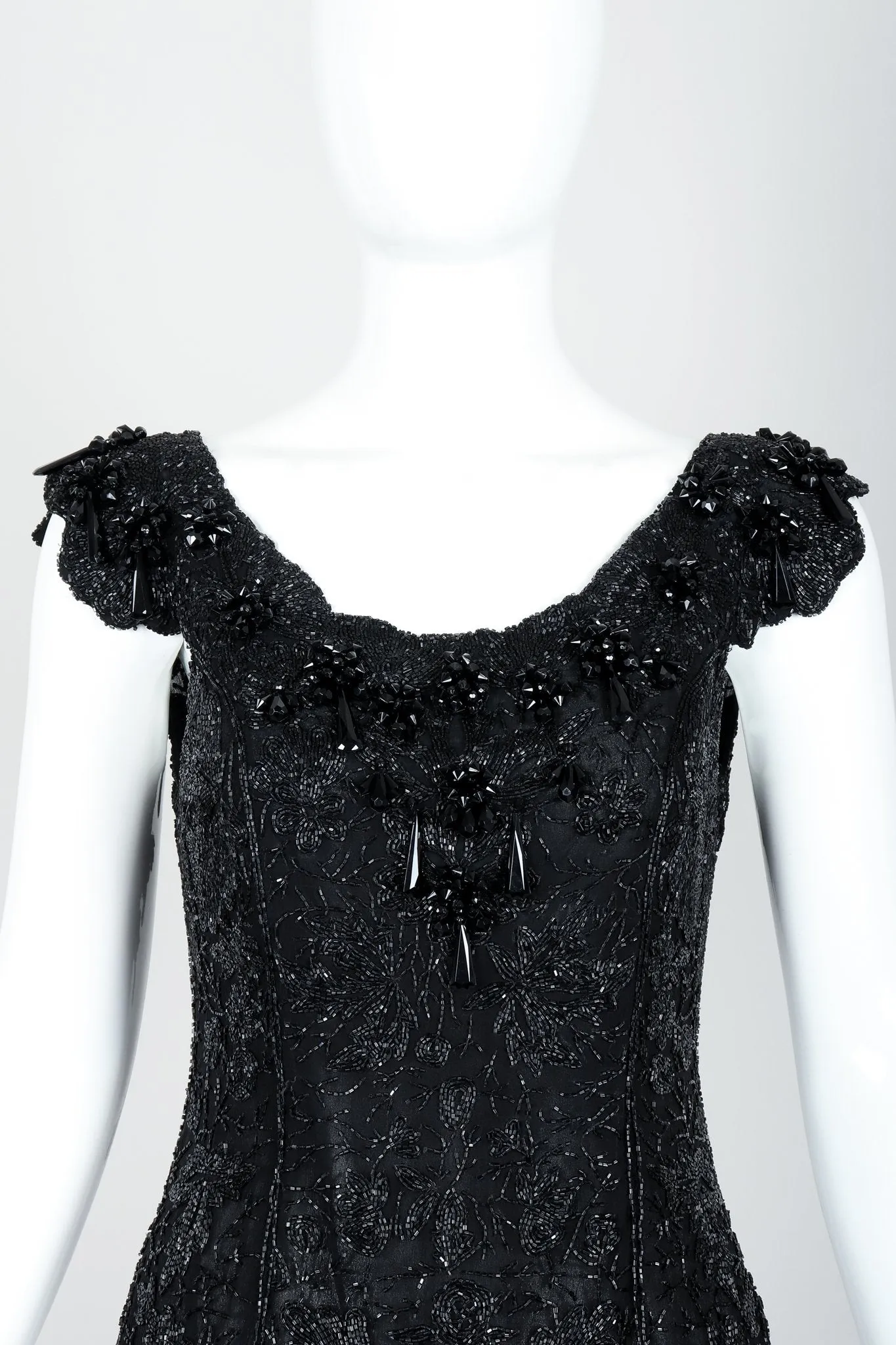 Beaded Silk Chiffon Flutter Dress