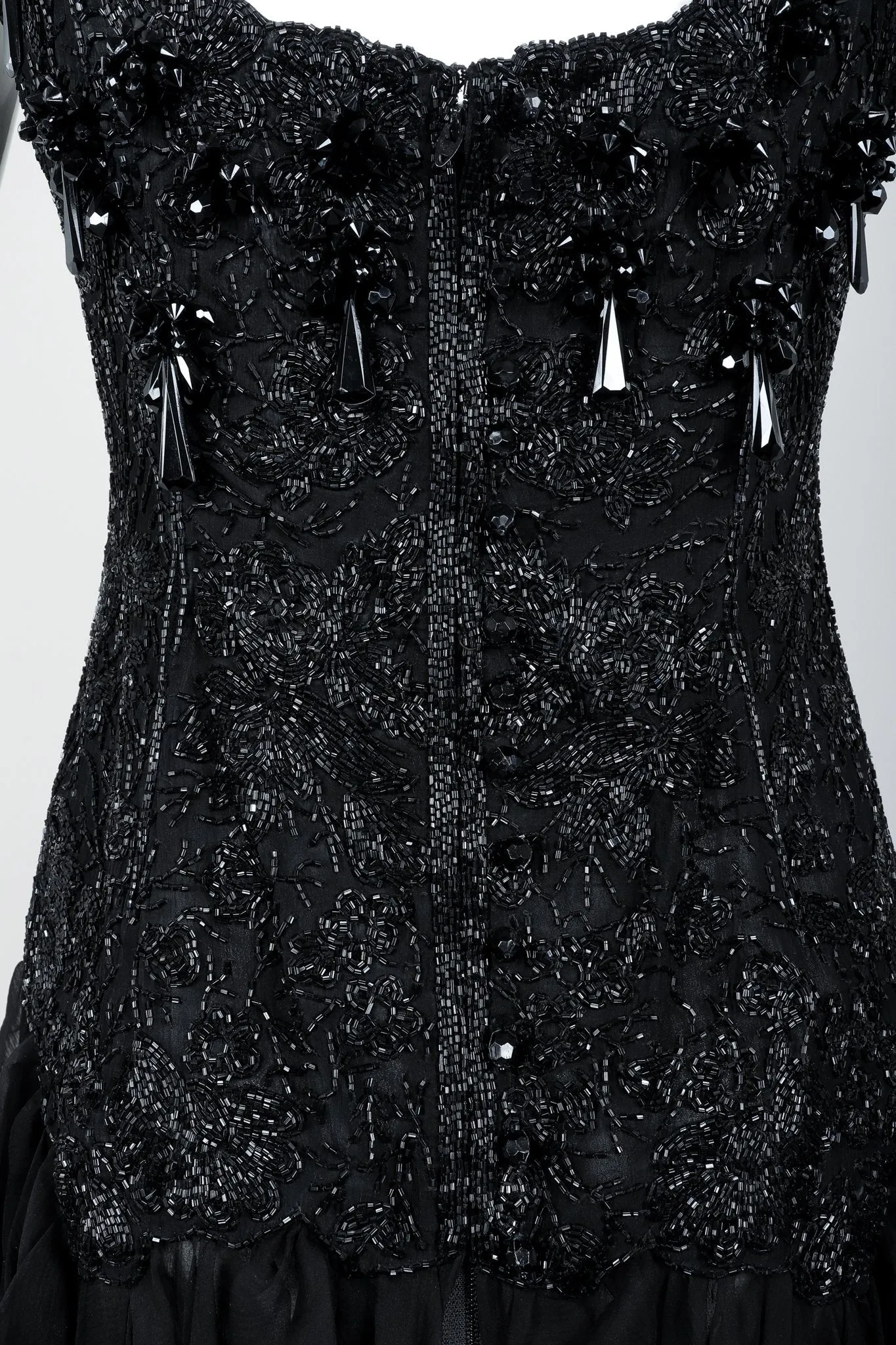 Beaded Silk Chiffon Flutter Dress