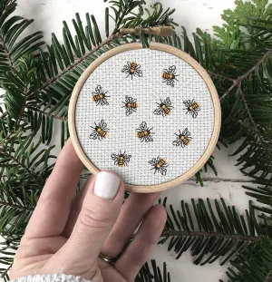 Bee Embroidered Christmas Ornaments