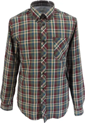 Ben Sherman Mens Loden Green Check Long Sleeved Shirts