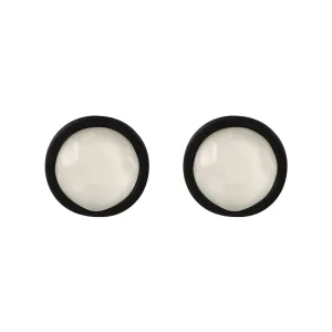 Black Acrylic & Resin Silver-Plated Round Stud Earring