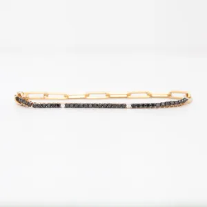Black and White Diamond & Paperclip Half Tennis Bracelet