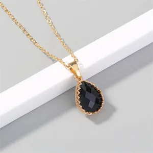 Black Crystal & 18K Gold-Plated Pendant Necklace