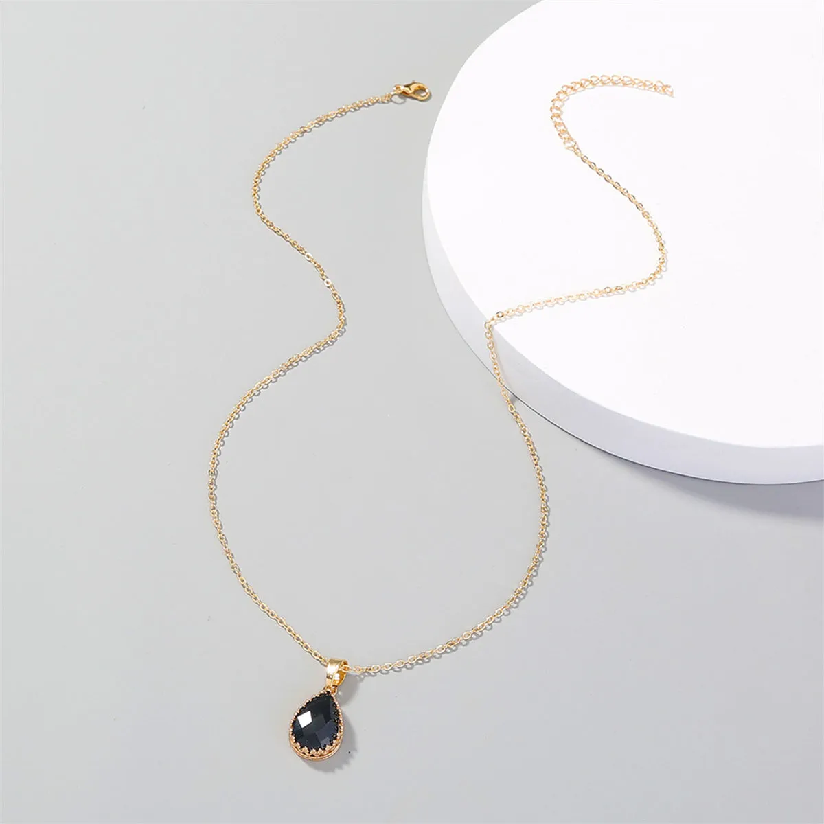 Black Crystal & 18K Gold-Plated Pendant Necklace