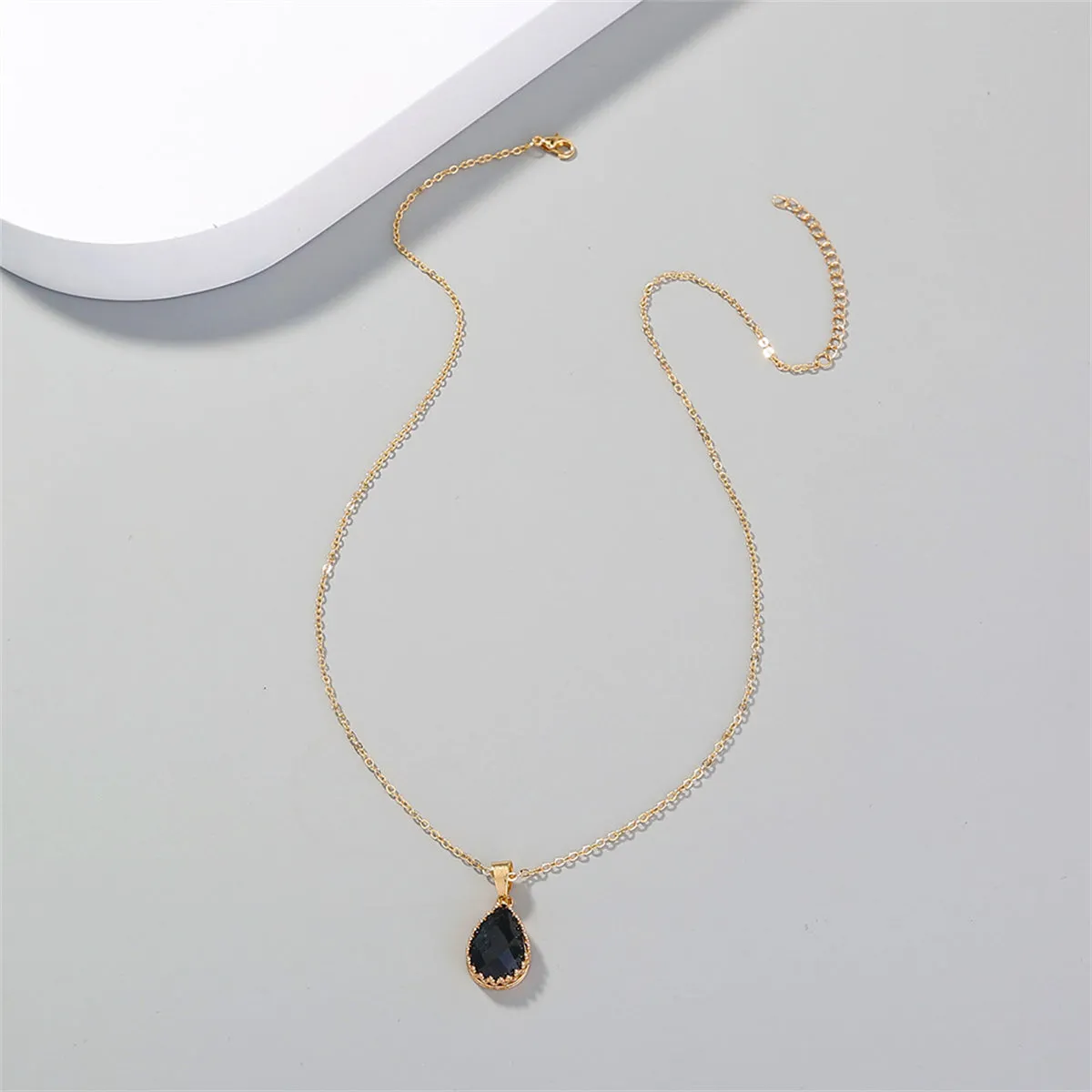 Black Crystal & 18K Gold-Plated Pendant Necklace