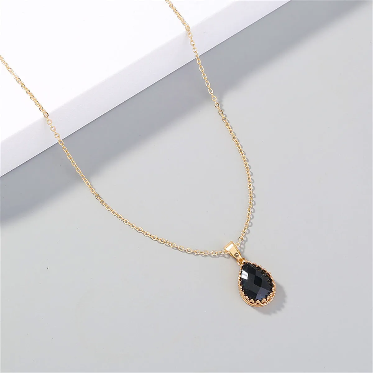 Black Crystal & 18K Gold-Plated Pendant Necklace