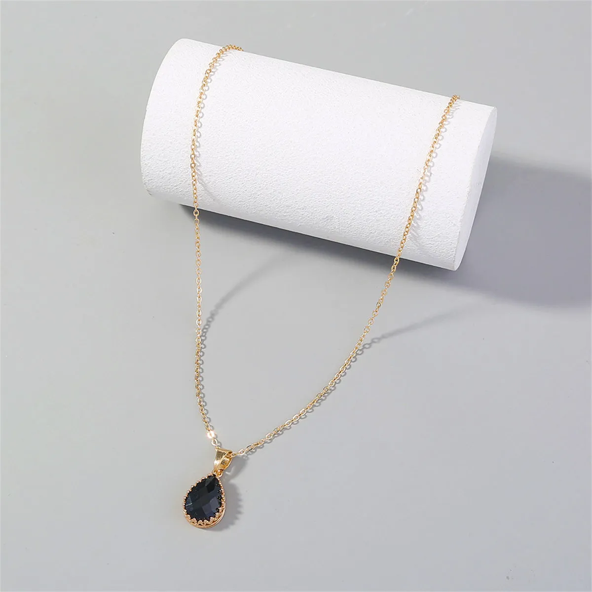 Black Crystal & 18K Gold-Plated Pendant Necklace
