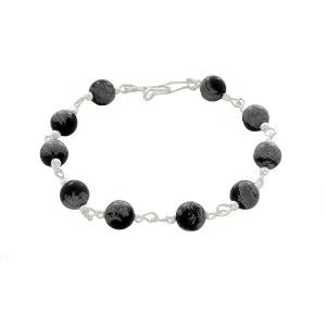 Black Howlite & Sterling Silver Chain Bracelet