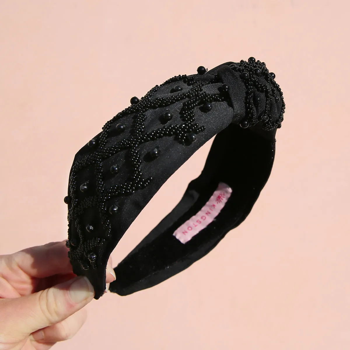 Black Top Knot Beaded Headband
