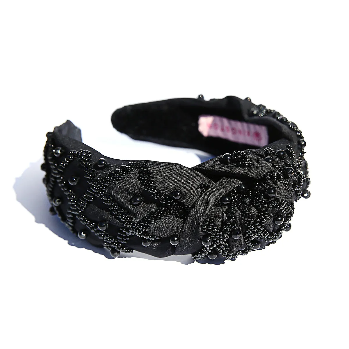 Black Top Knot Beaded Headband