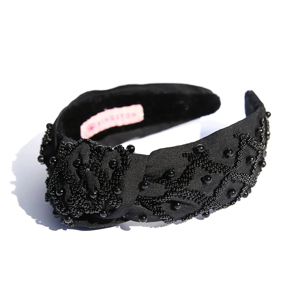 Black Top Knot Beaded Headband