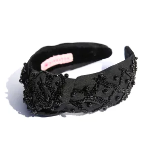 Black Top Knot Beaded Headband