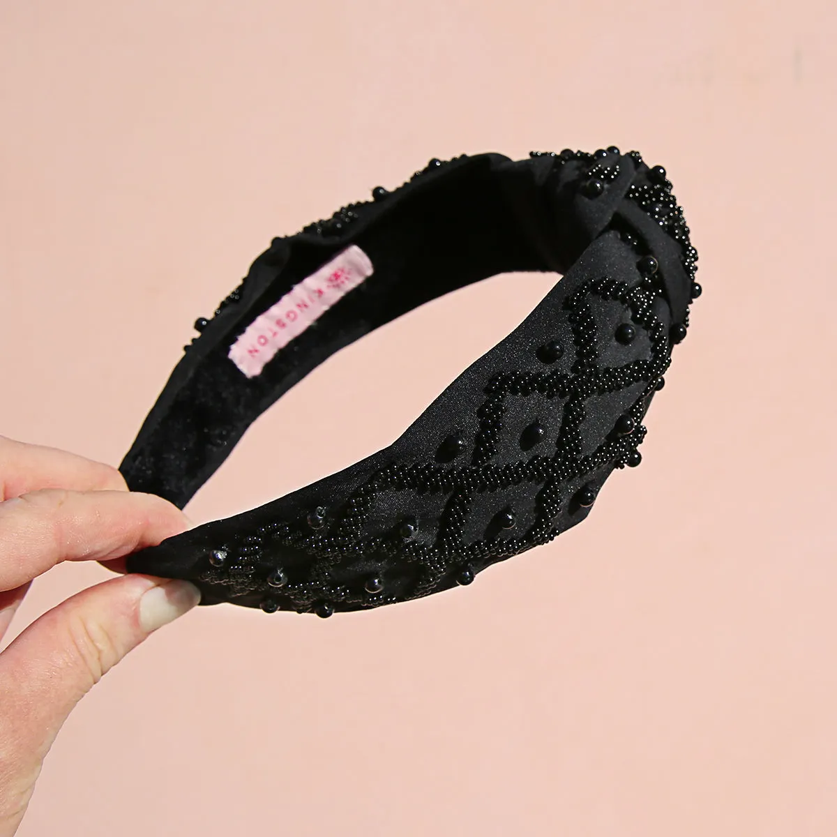 Black Top Knot Beaded Headband