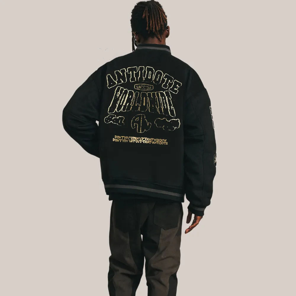 Black Wool Embroidered Jacket