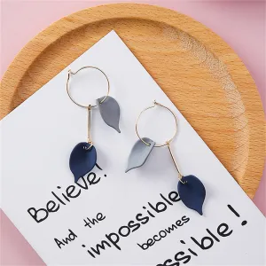 Blue Acrylic & 18K Gold-Plated Leaves Drop Earrings