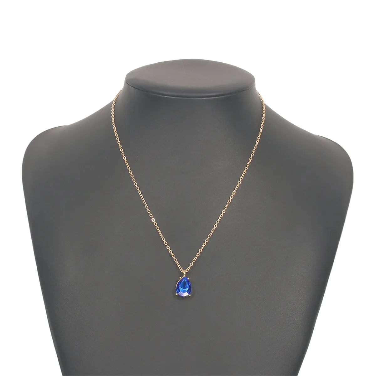 Blue Crystal & 18K Gold-Plated Teardrop Pendant Necklace
