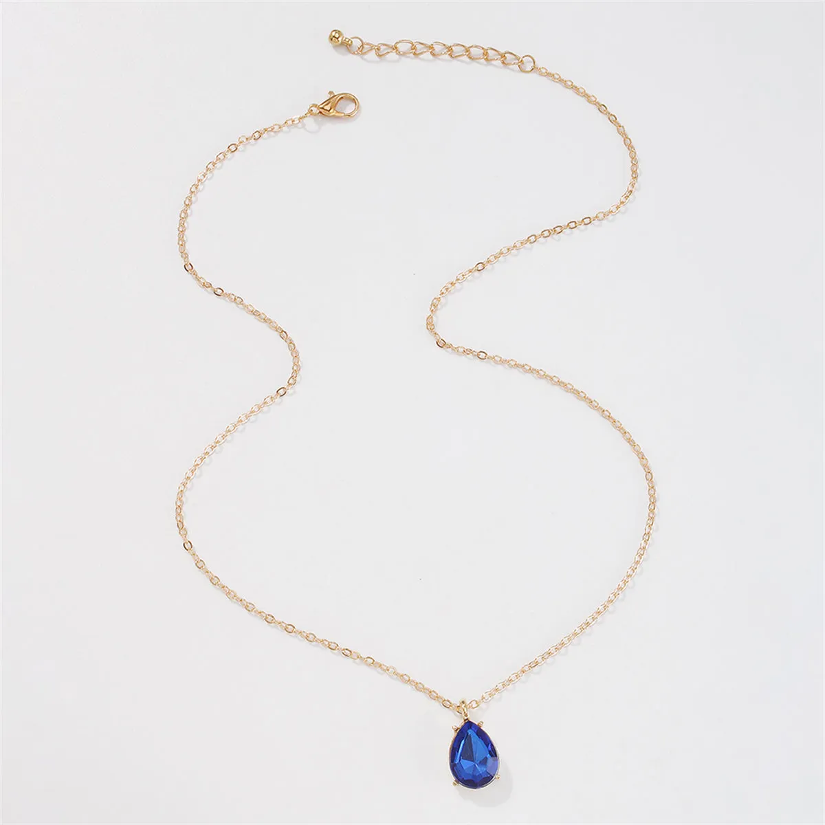 Blue Crystal & 18K Gold-Plated Teardrop Pendant Necklace