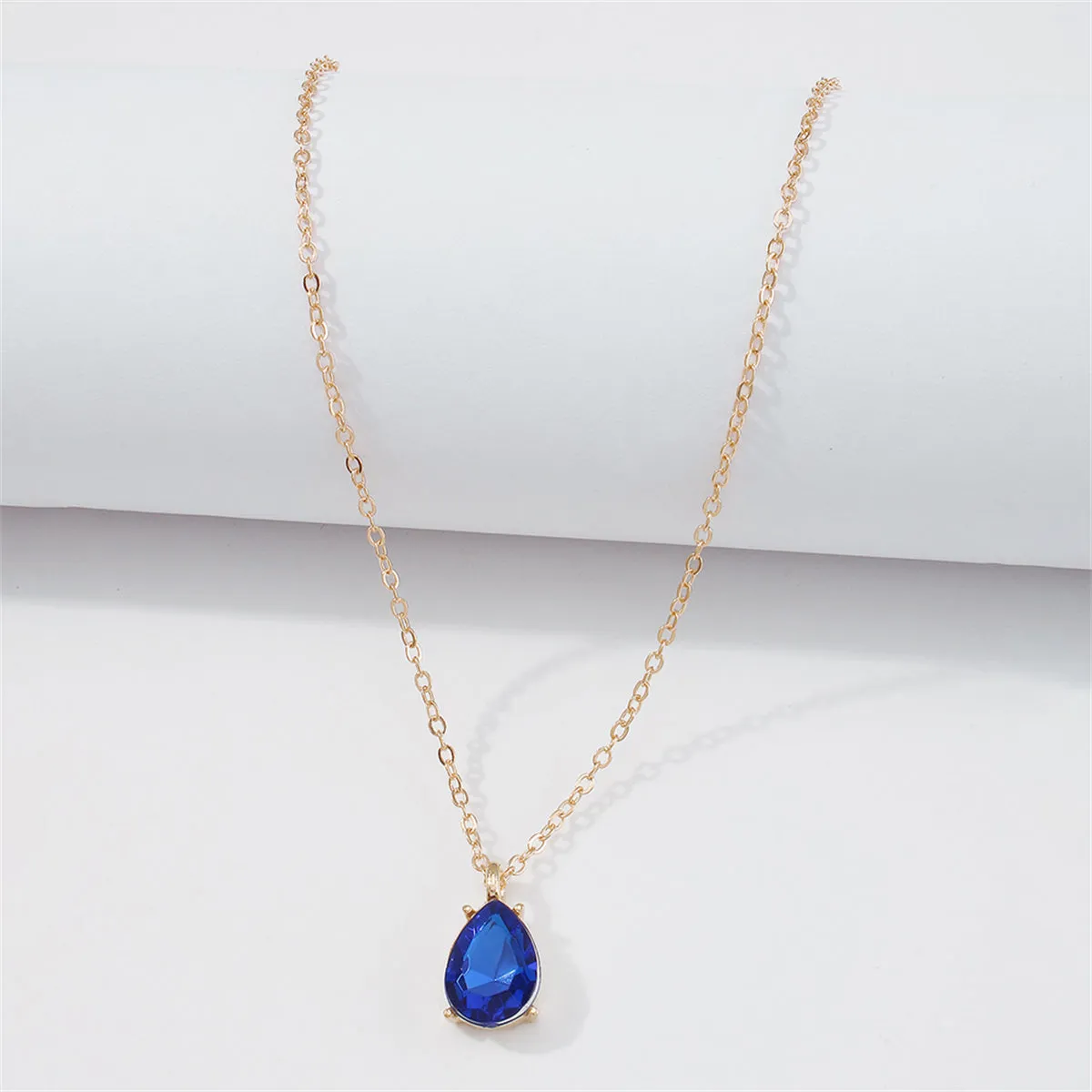Blue Crystal & 18K Gold-Plated Teardrop Pendant Necklace