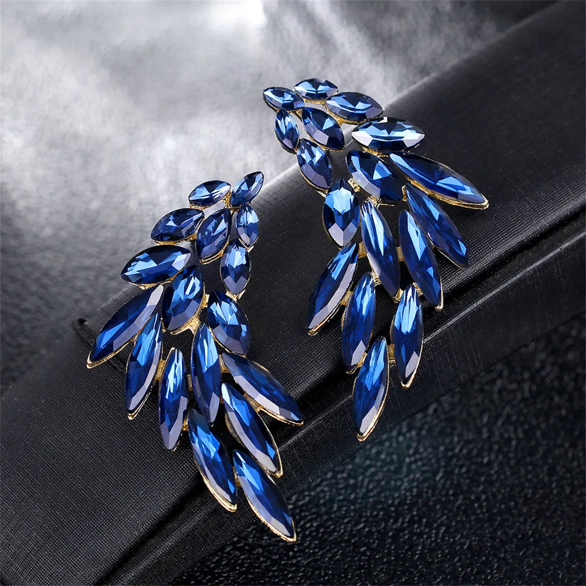 Blue Crystal & 18K Gold-Plated Wing Stud Earrings
