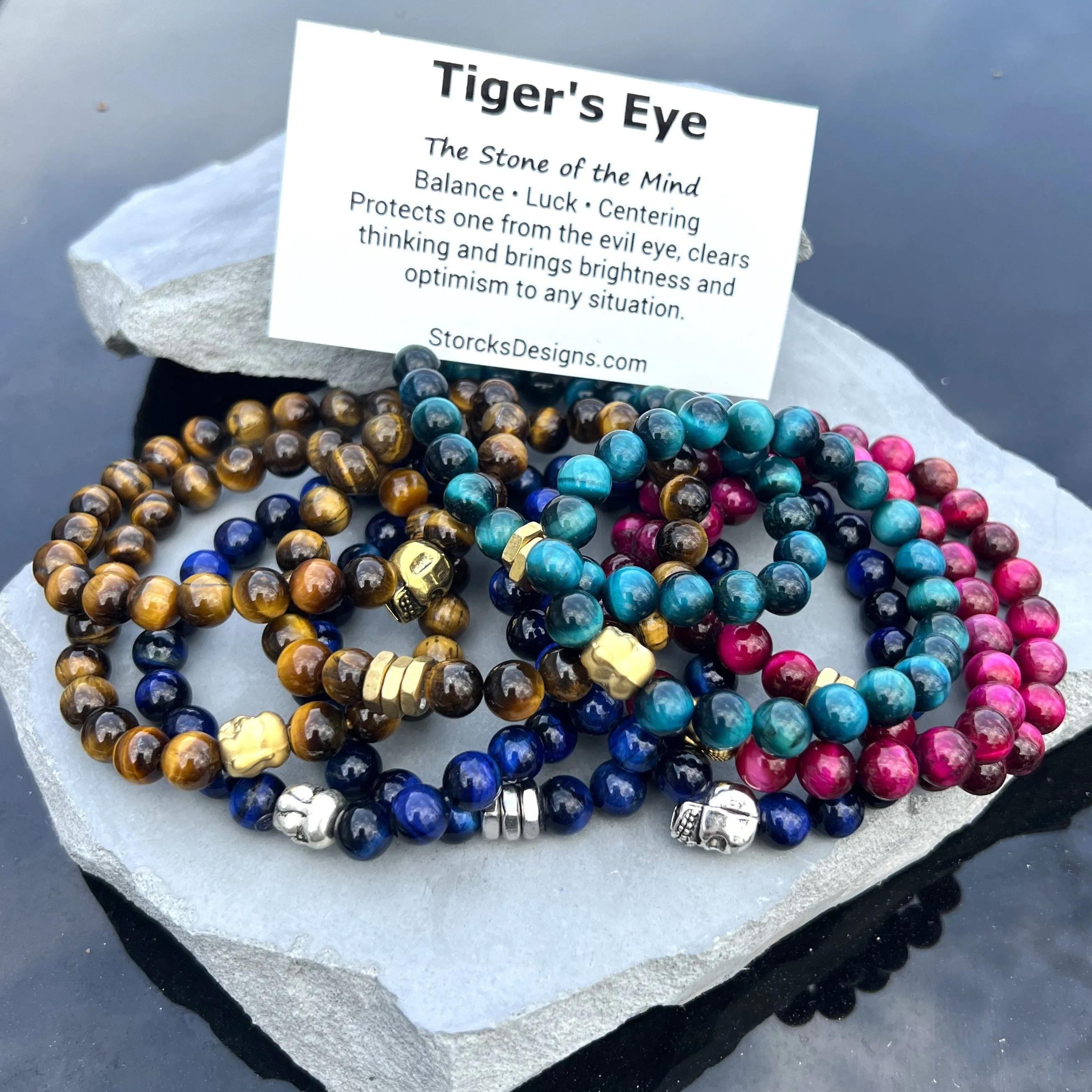 Blue Tiger's Eye Beaded Bracelet