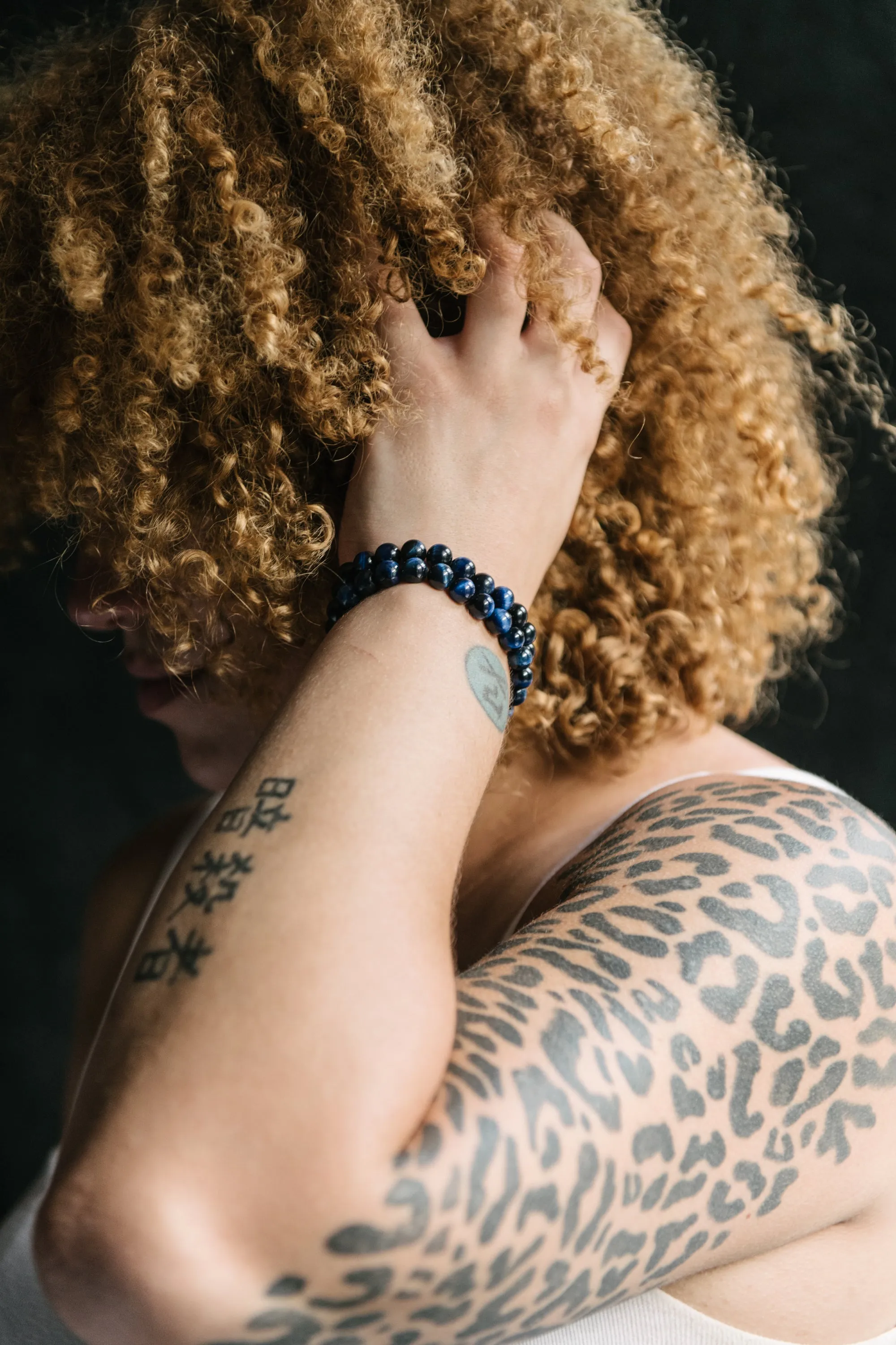 Blue Tiger's Eye Beaded Bracelet
