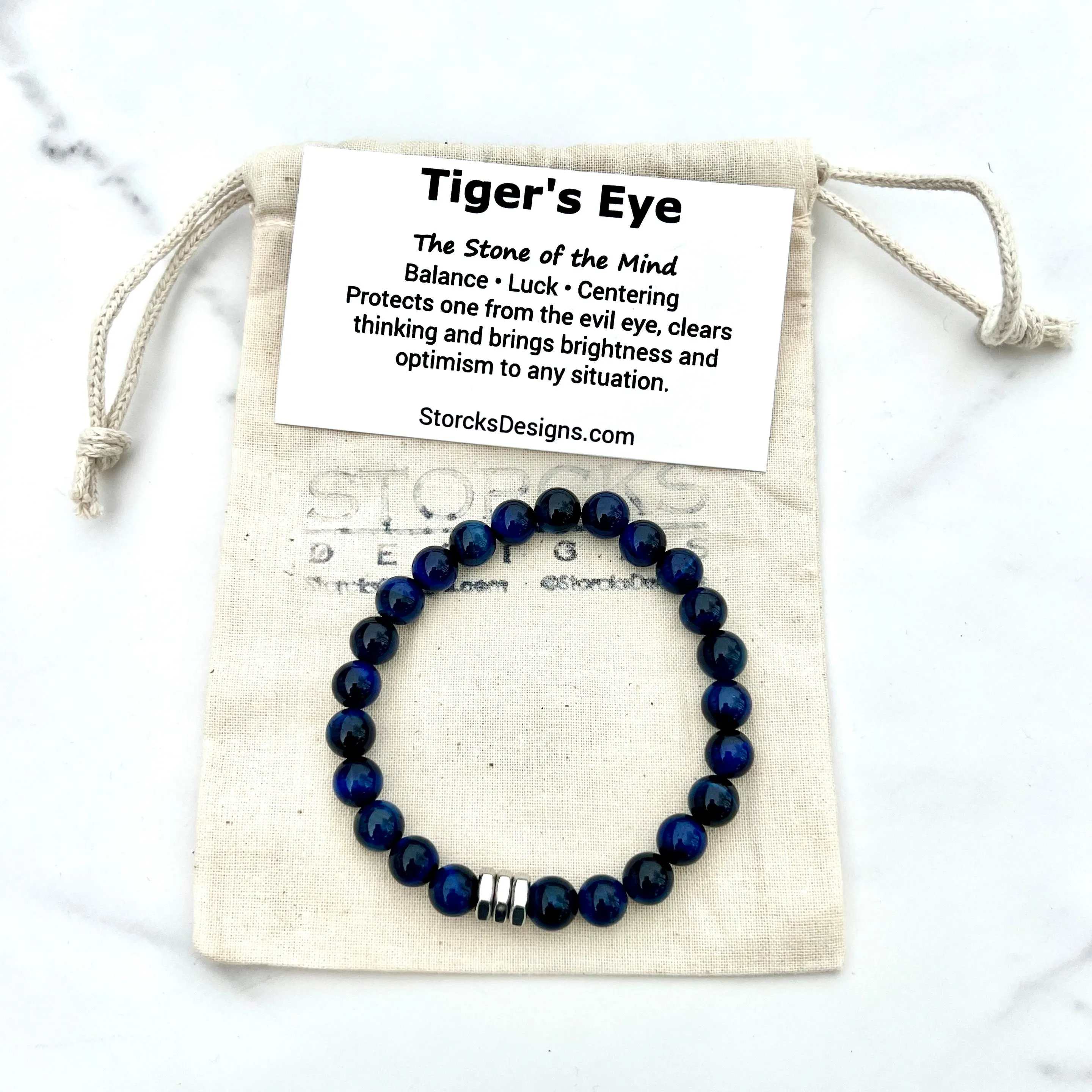 Blue Tiger's Eye Beaded Bracelet