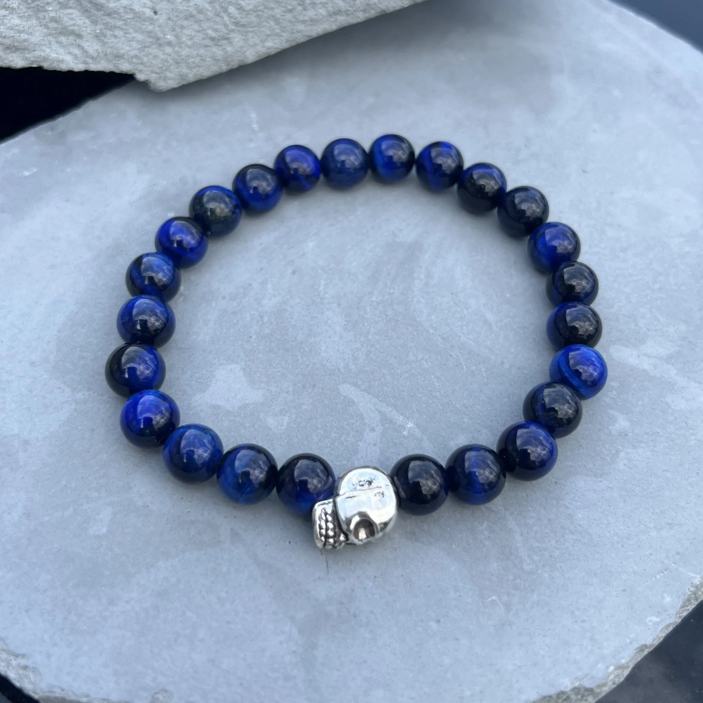 Blue Tiger's Eye Beaded Bracelet