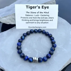 Blue Tiger's Eye Beaded Bracelet
