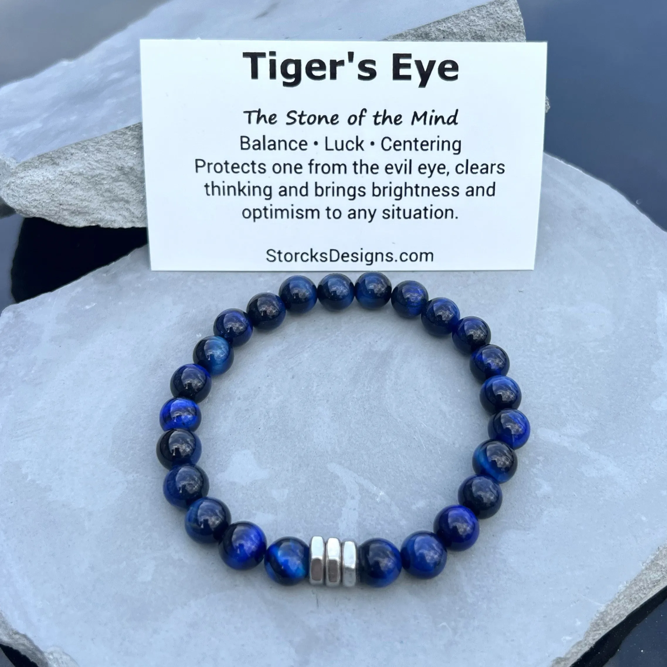 Blue Tiger's Eye Beaded Bracelet