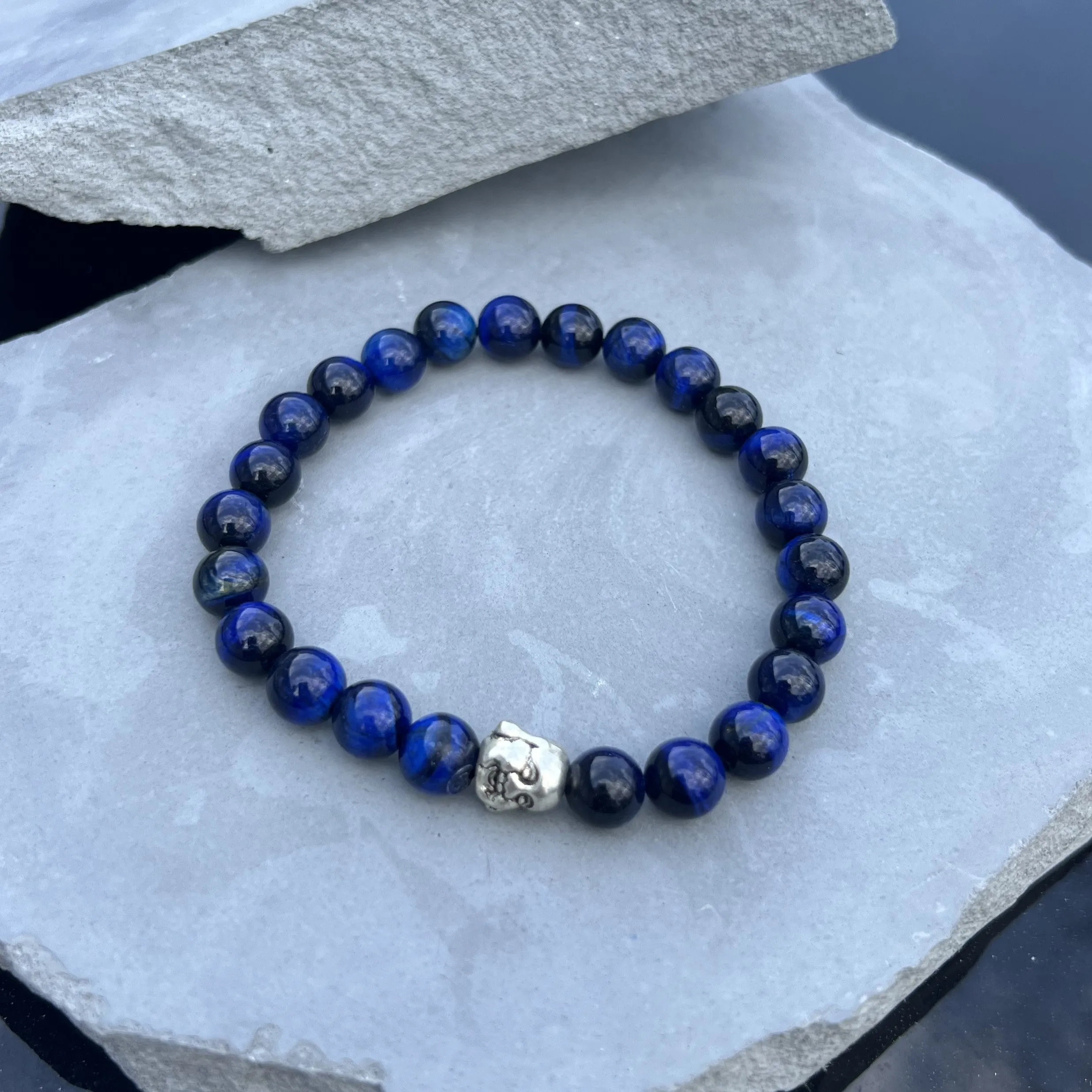 Blue Tiger's Eye Beaded Bracelet