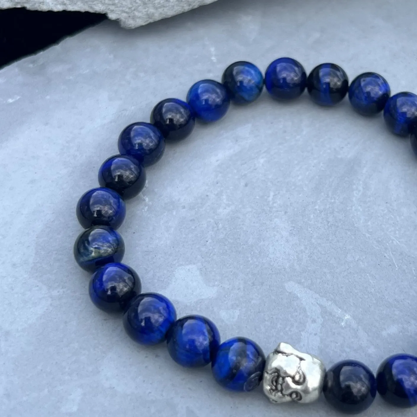 Blue Tiger's Eye Beaded Bracelet