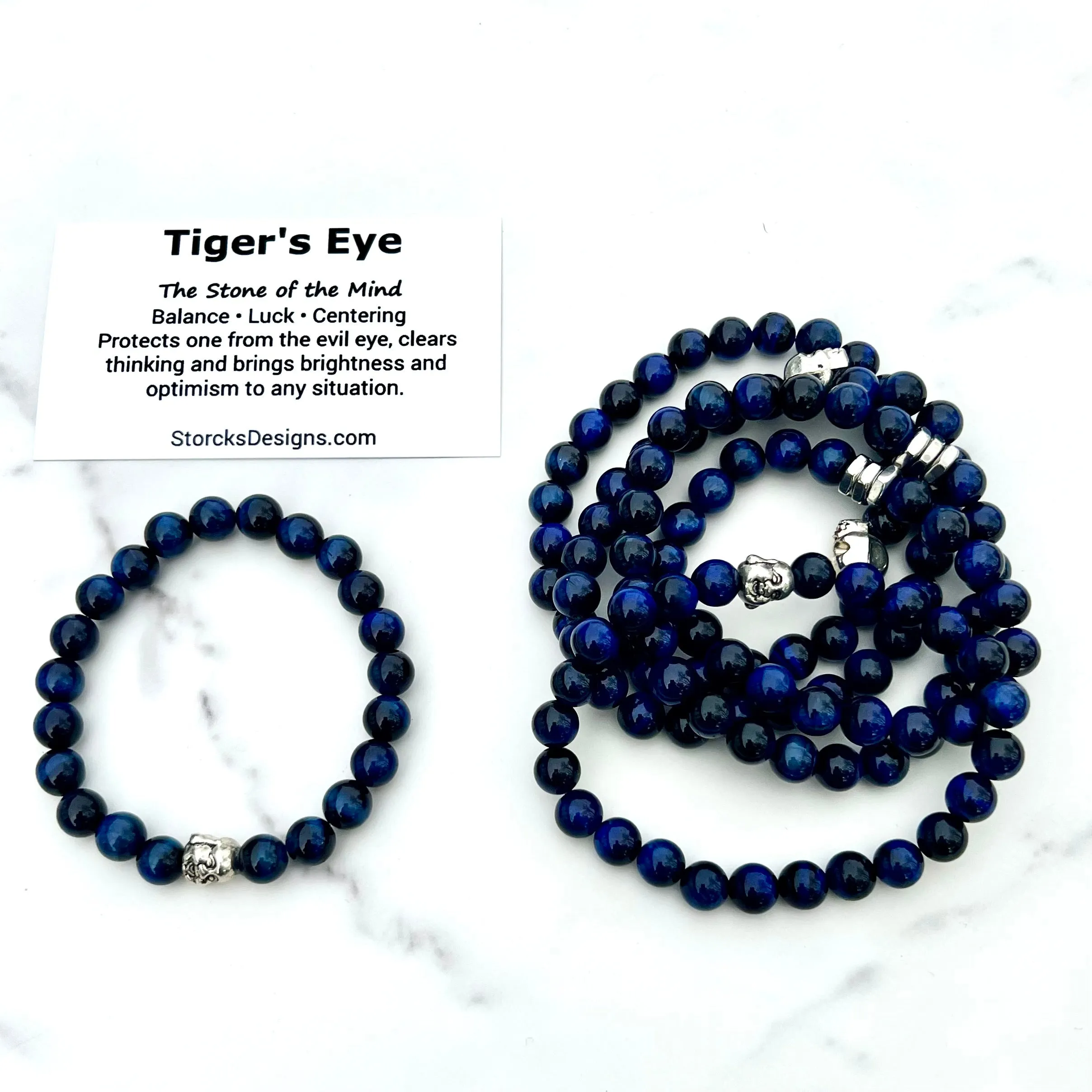 Blue Tiger's Eye Beaded Bracelet