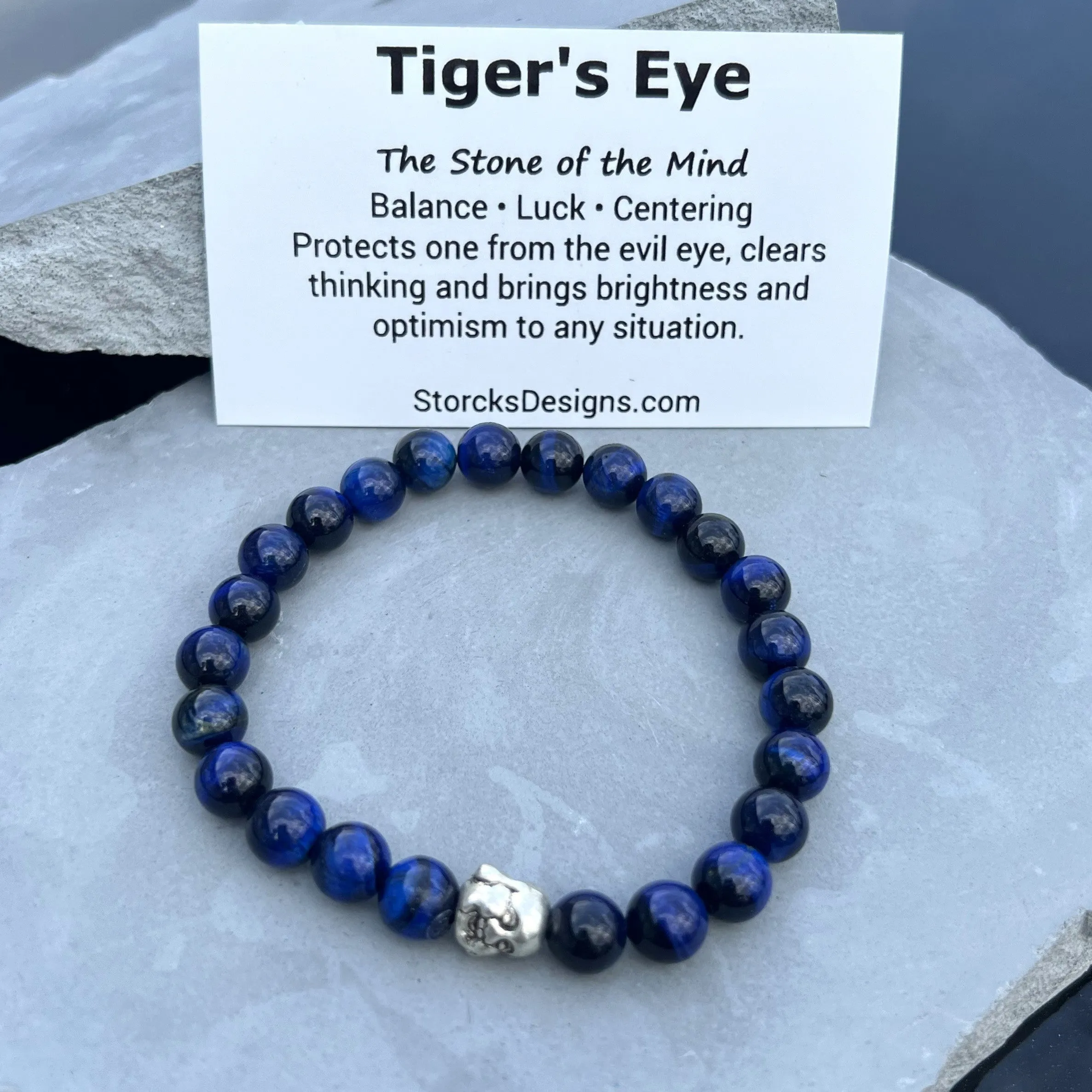 Blue Tiger's Eye Beaded Bracelet