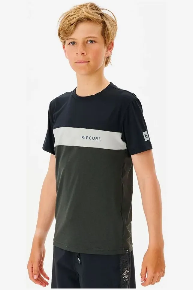 BOYS UNDERTOW S/S RASH VEST - BLACK