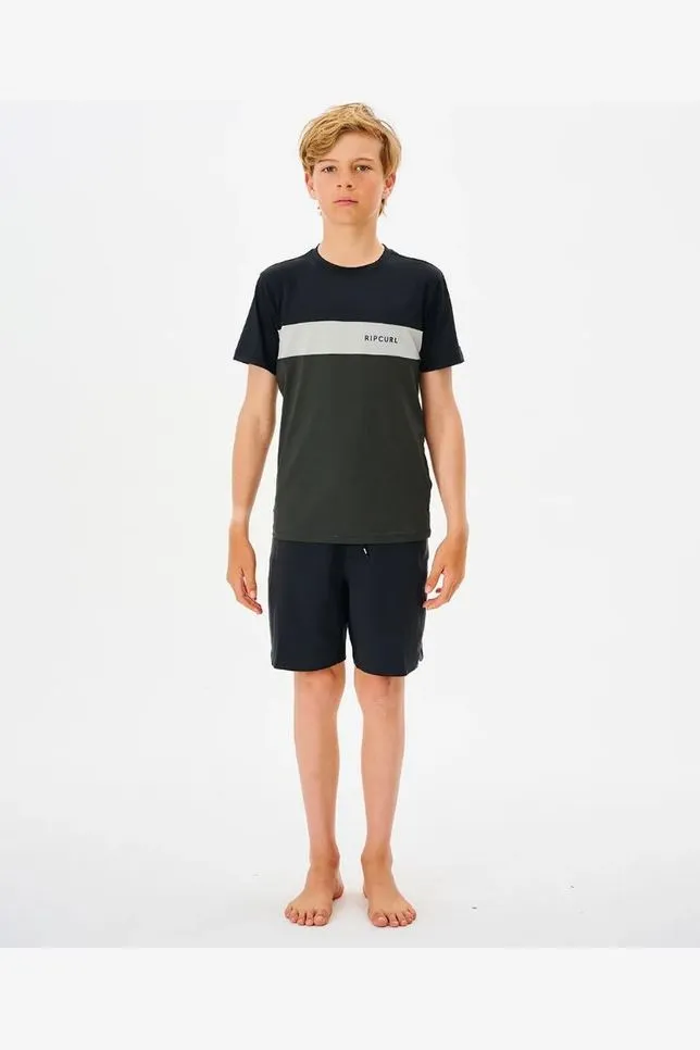 BOYS UNDERTOW S/S RASH VEST - BLACK