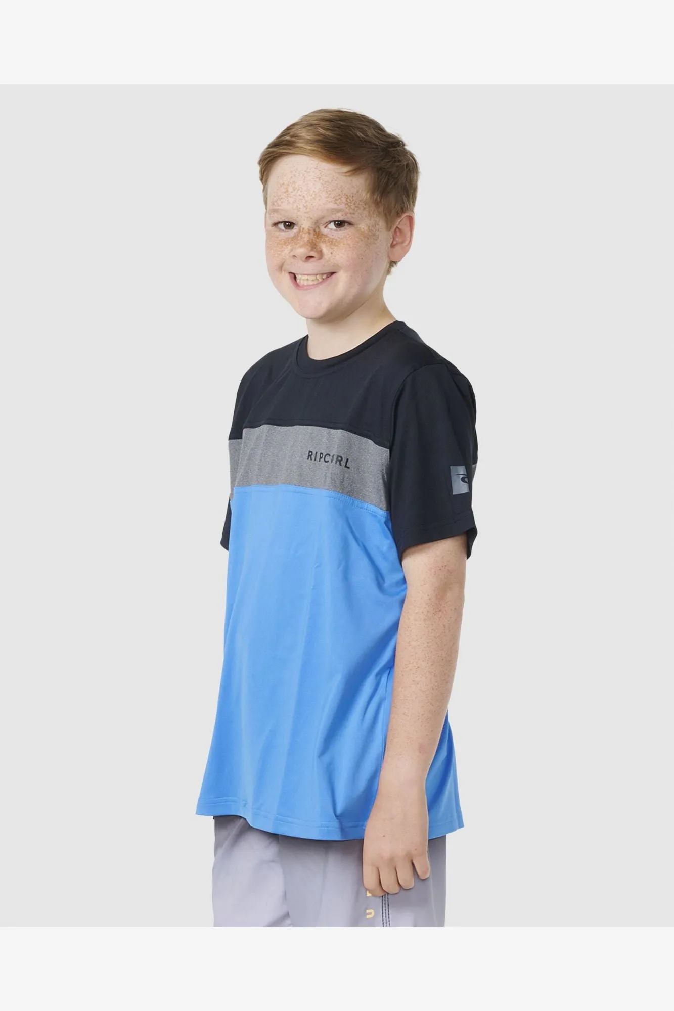 BOYS UNDERTOW S/S RASH VEST - COBALT BLUE
