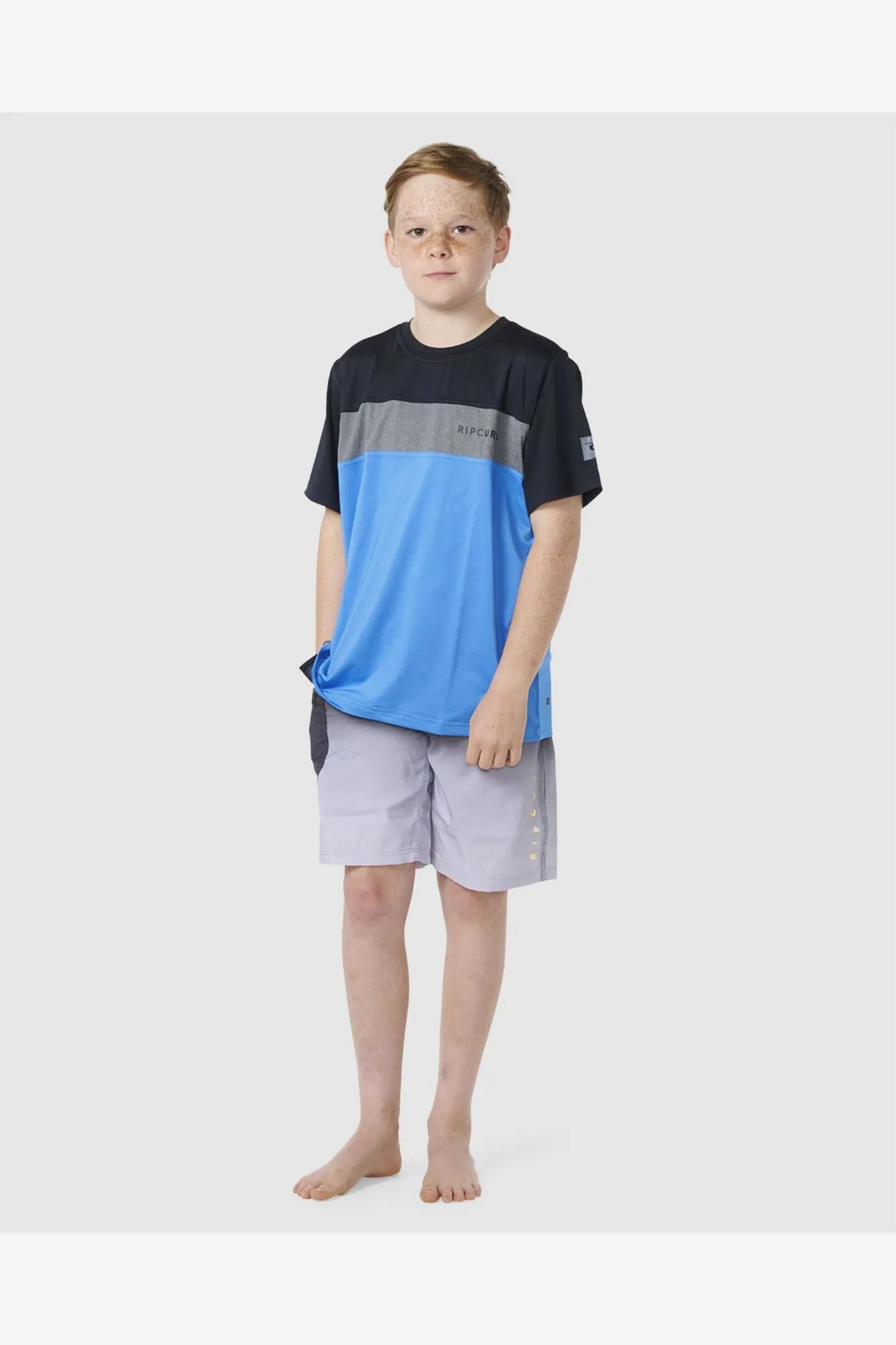 BOYS UNDERTOW S/S RASH VEST - COBALT BLUE