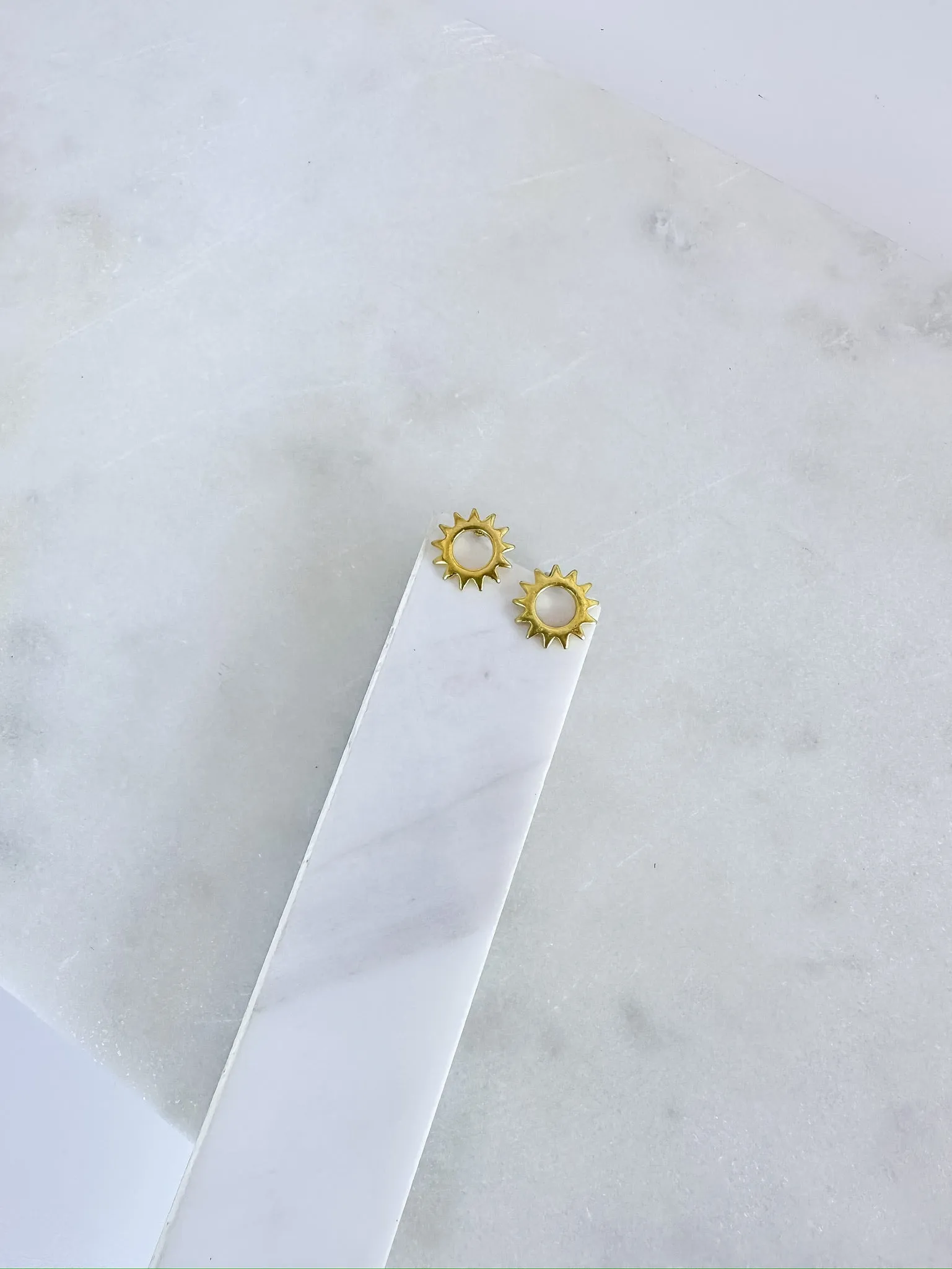 Brass Open Sun Stud Earrings