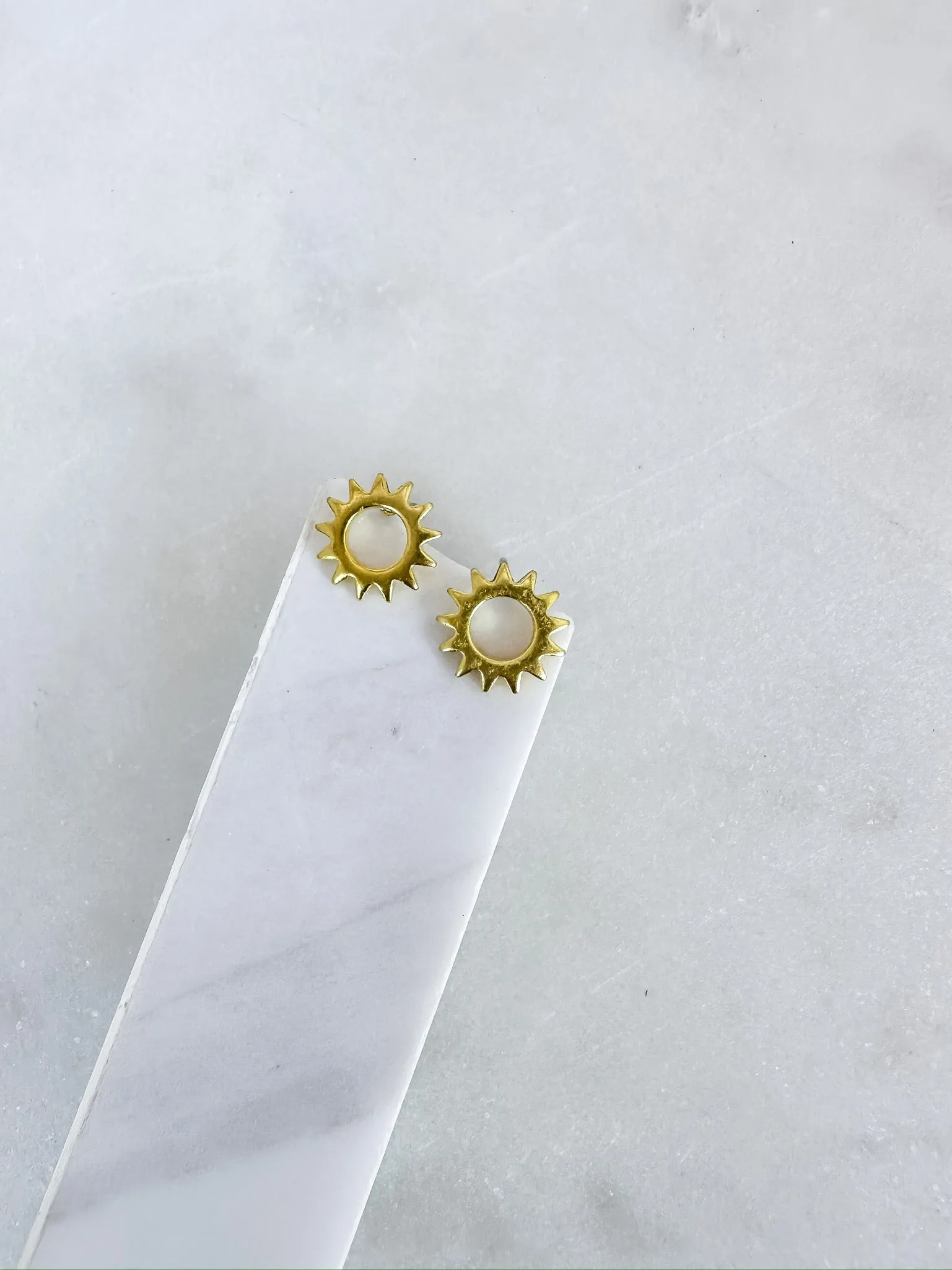 Brass Open Sun Stud Earrings